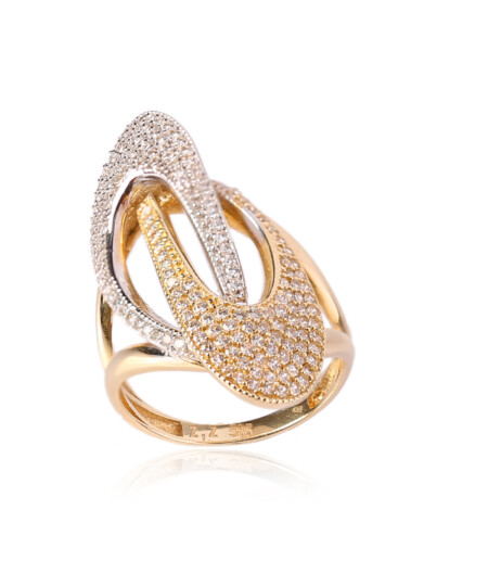 טבעת משולבת צהוב ולבן