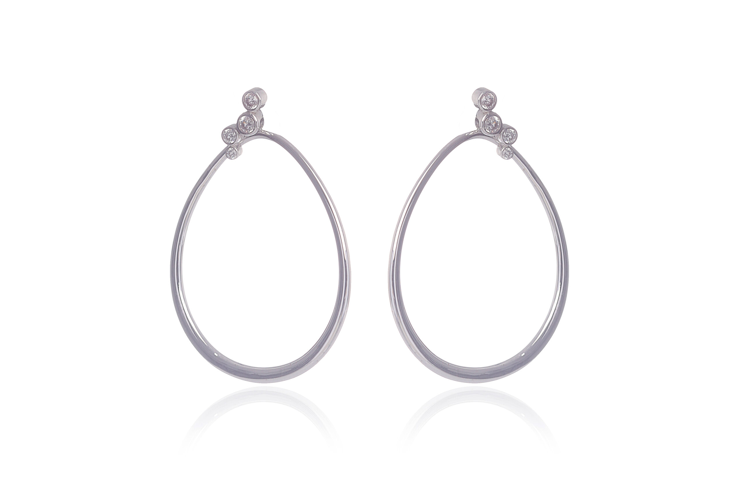 עגיל קדימה אחורה זהב לבן