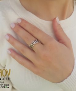 טבעת זרקונים שזורה