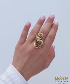 טבעת עלים מוזהבת