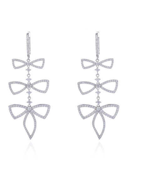 עגילי פפיון אורכים זהב לבן