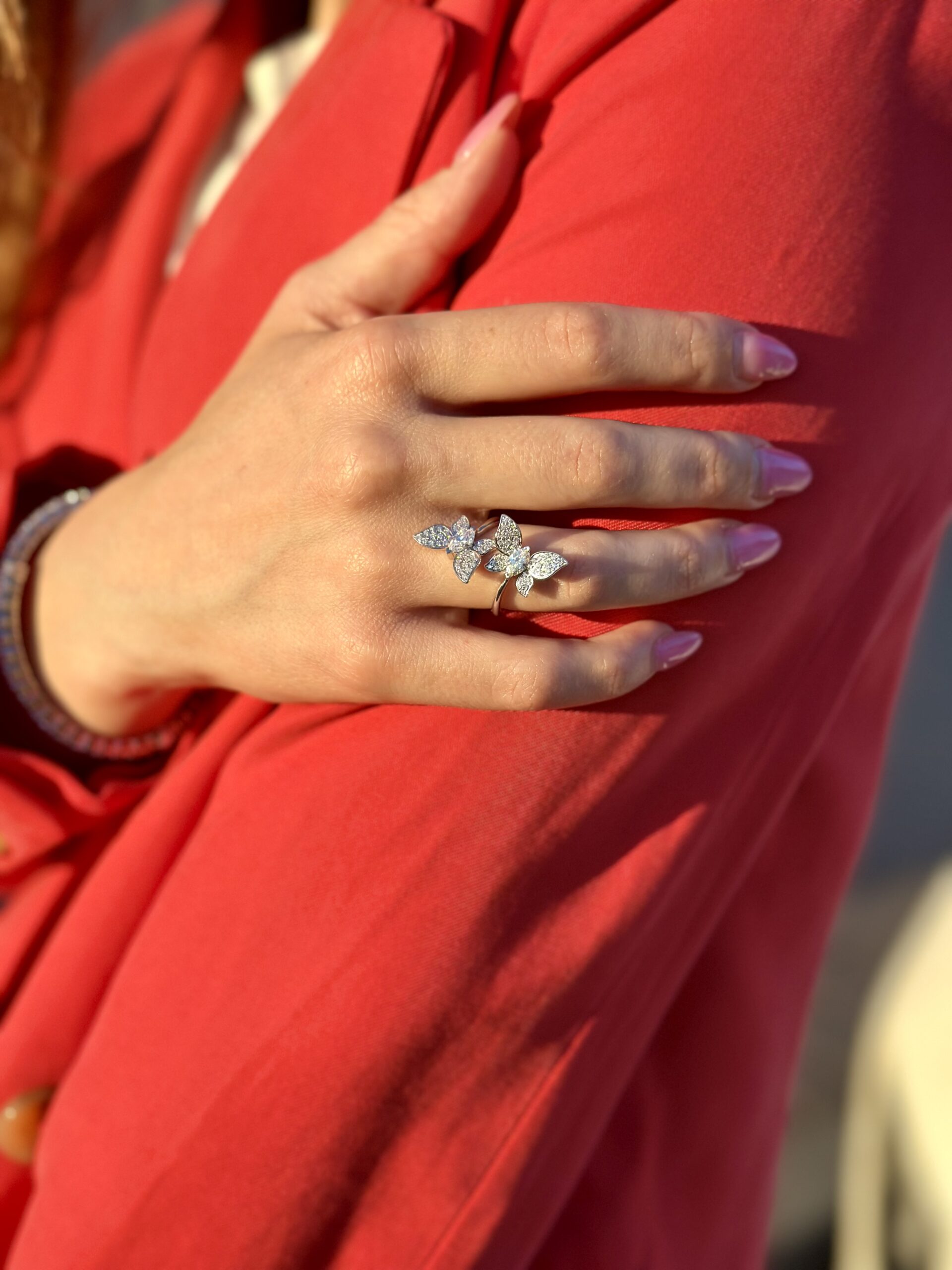 טבעת פרפרי קריסטל🦋