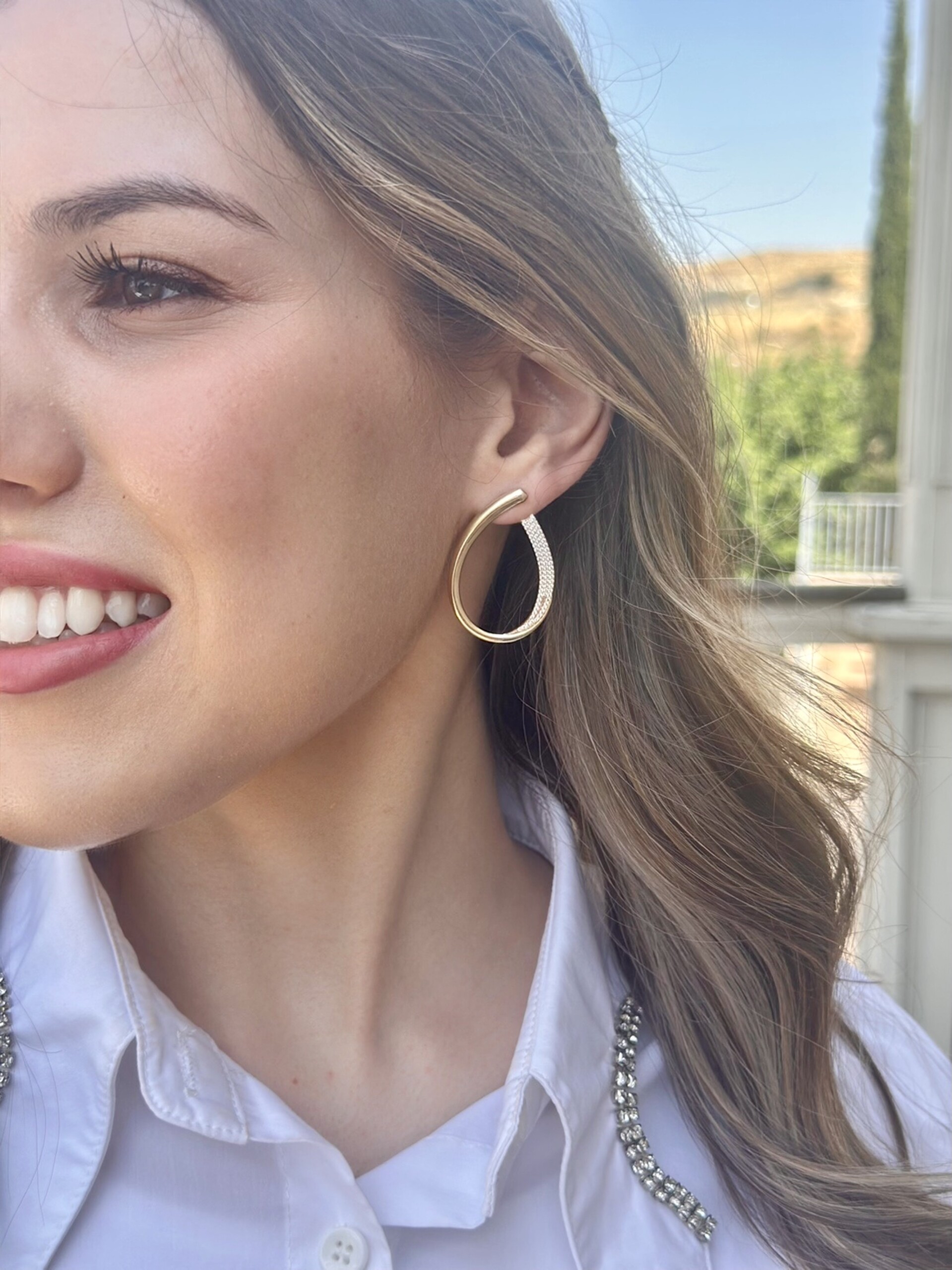 DUO DROP EARRINGS // עגילי טיפה חצי חצי – תמונה 2